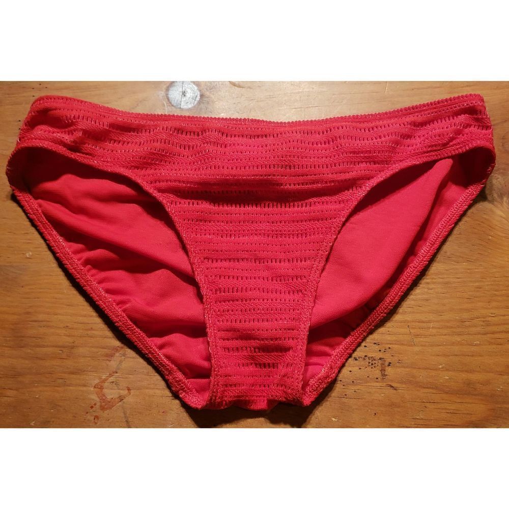 LAUREN BY RALPH LAUREN RED LINED  PERFORATED BIKINI BOTTOM NWOT